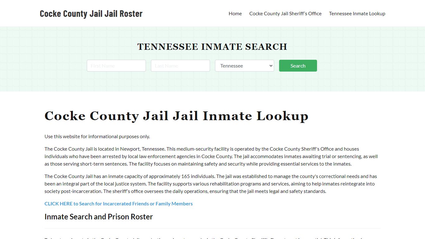 Cocke County Jail Jail Roster Lookup, TN, Inmate Search